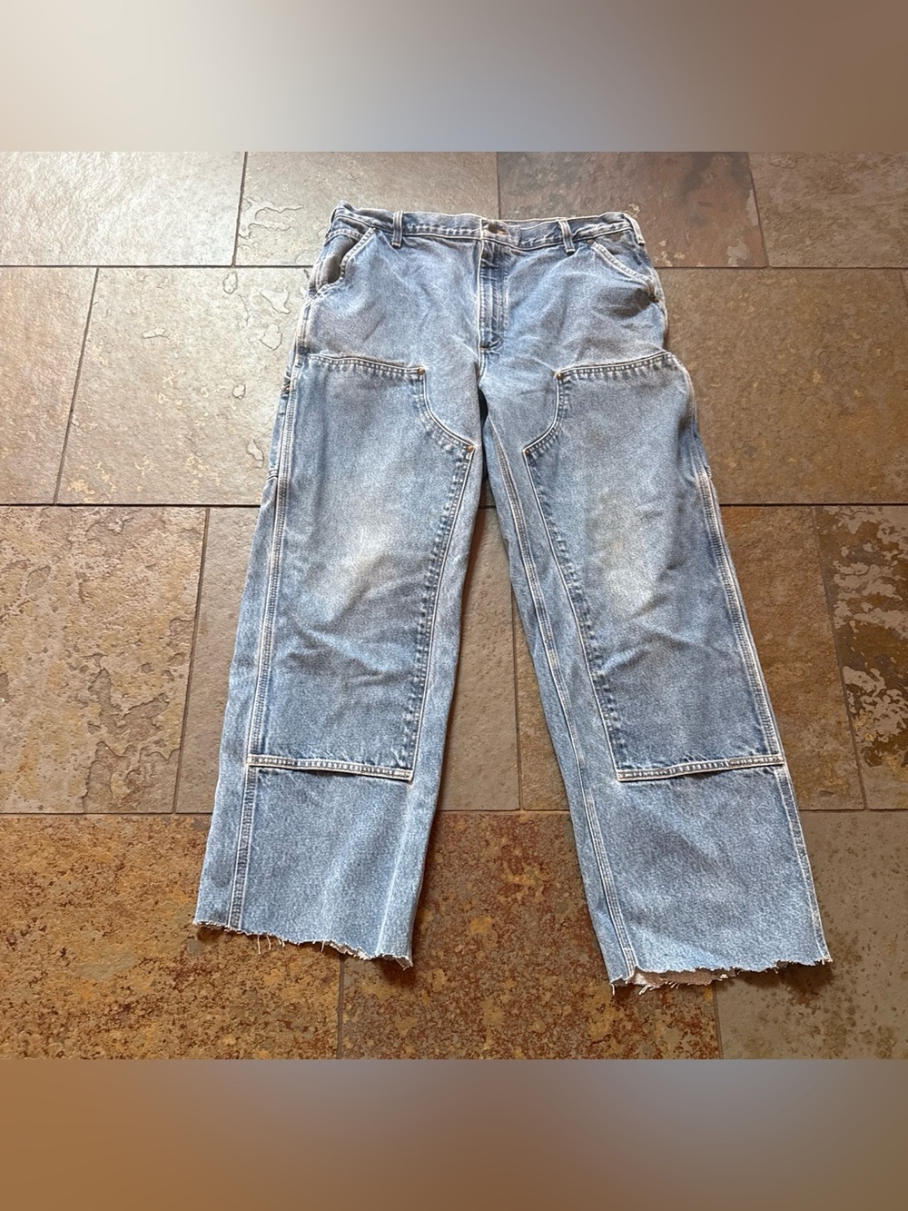 Carhartt double knee Men's Light Wash Carpenter Jeans - Light Blue Denim